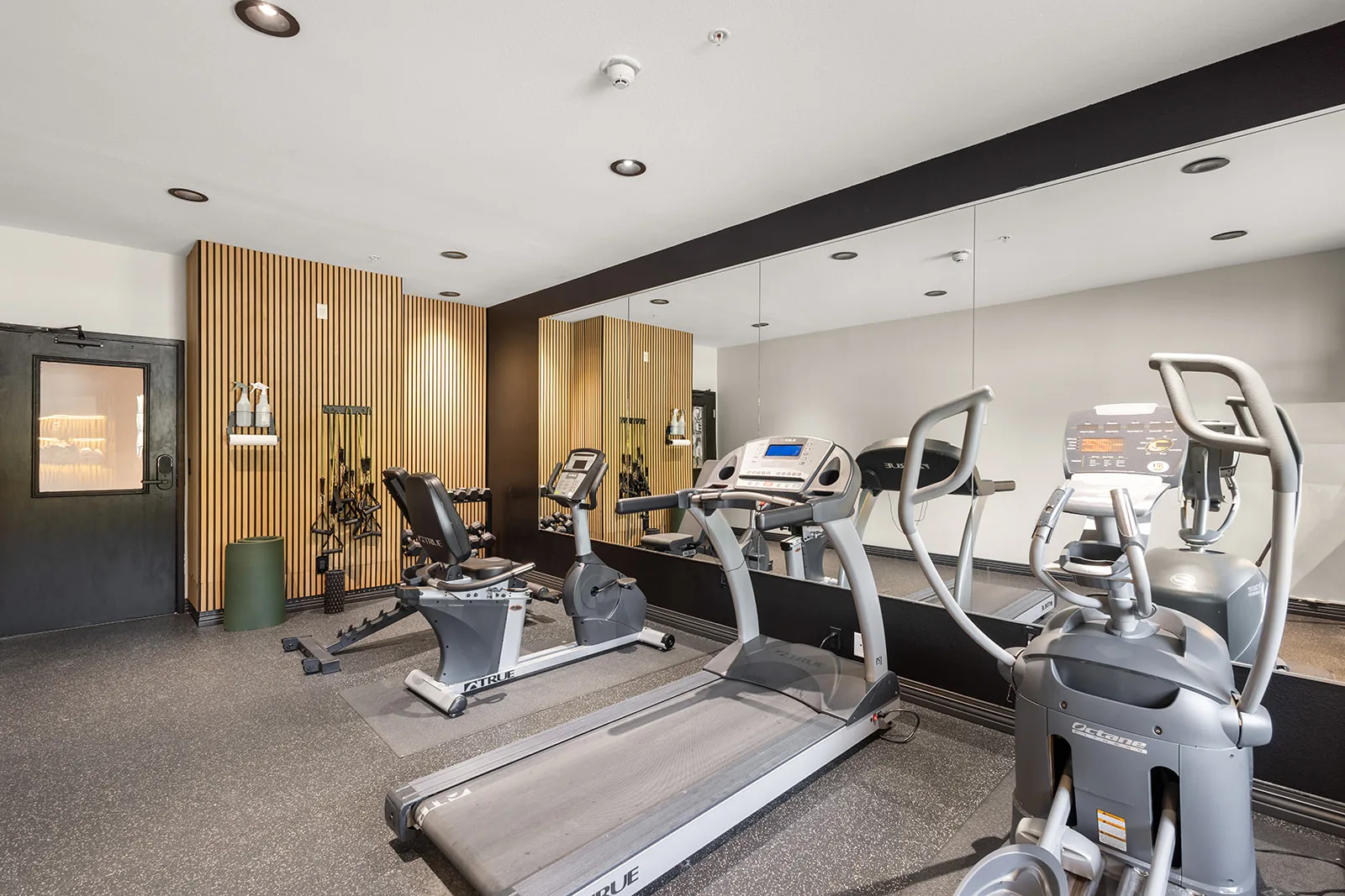 THE BLOCK HOTEL fitness center with treadmill, elliptical, and cardio equipment